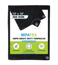 Mipatex Tarpaulin / Tirpal 12 Feet x 10 Feet 200 GSM (Black)